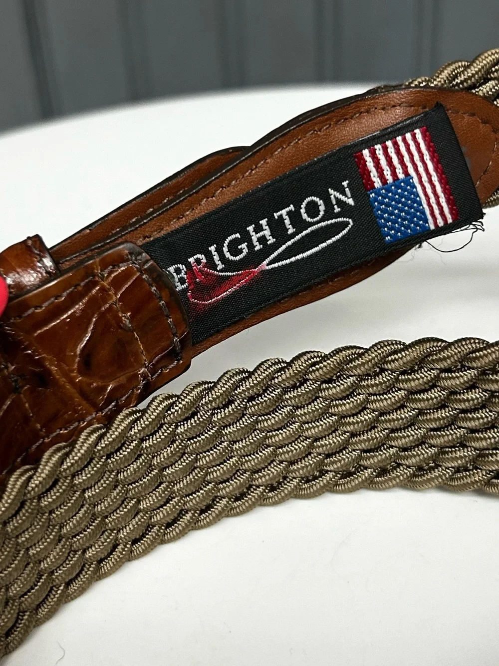 Vintage Brighton Brown Leather Woven Belt Size 40 Men's Belt Woven